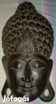 Indonéz Fa Buddha Fej Dísztárgy Ajándéktárgy 