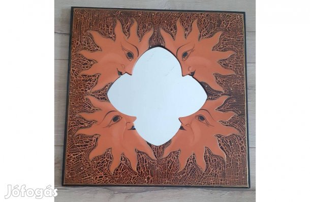 Indonéz tükör trópusi fa keretben