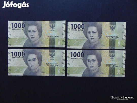 Indonézia 4 darab 1000 rupia sorszámkövető