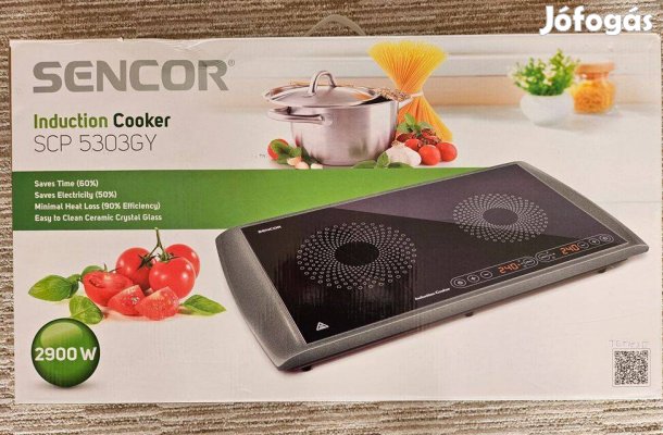 Indukciós, hordozható 2 főzőzónás főzőlap 2900 w, új dobozával