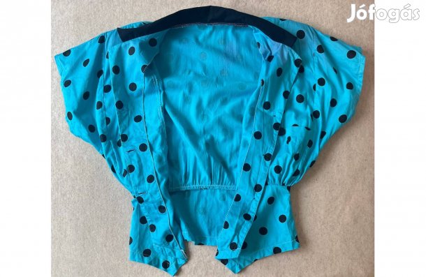 Ing - blúz, felső, kék, fekete pöttyös M-L