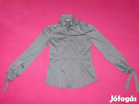 Ingyen Posta, Új Mayo Chix flitteres, elegáns szürke blúz, ing, M-es