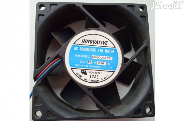 Innovative DC ventillátor , 12 V , 0.14 A , 80x80x20 mm