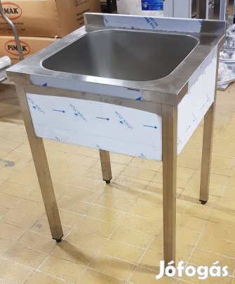 Inox 1 medencés ipari nagykonyhai mosogató 50x50x30cm-es medencékkel