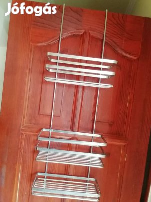 Inox, rozsdamentes fürdőszobai polc, zuhanykabinra akasztható