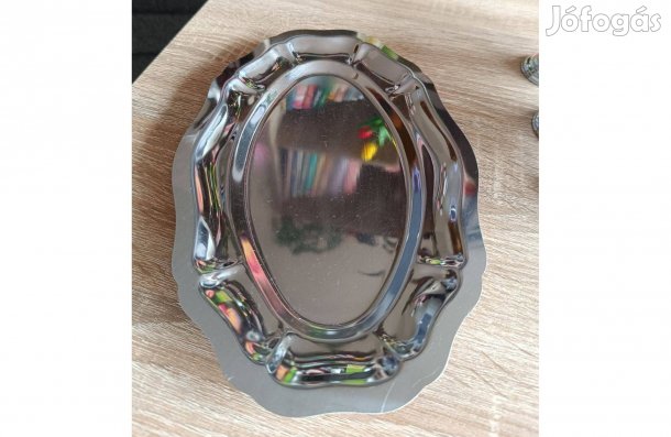 Inox fém kiváló tálca 26*17 cm