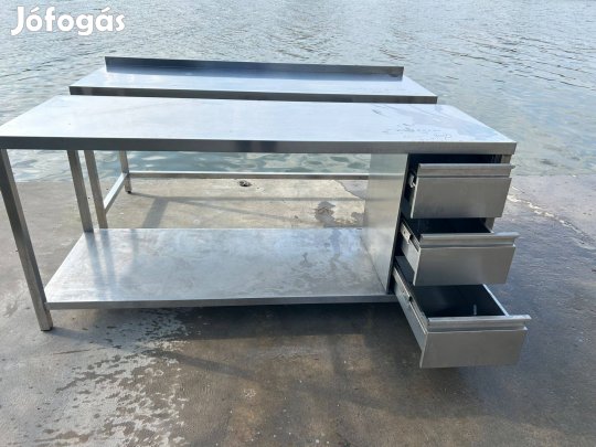 Inox fiokos asztal