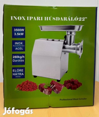 Inox ipari húsdaráló 22" (rozsdamentes acél) -- eladó komplett készlet