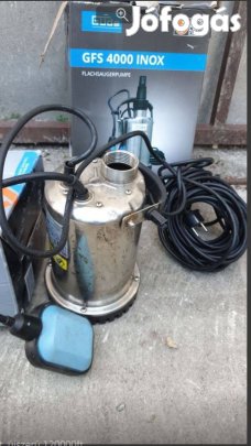 Inox lapos szivattyú úszó automatával 400W teljesítménnyel, jó állapot