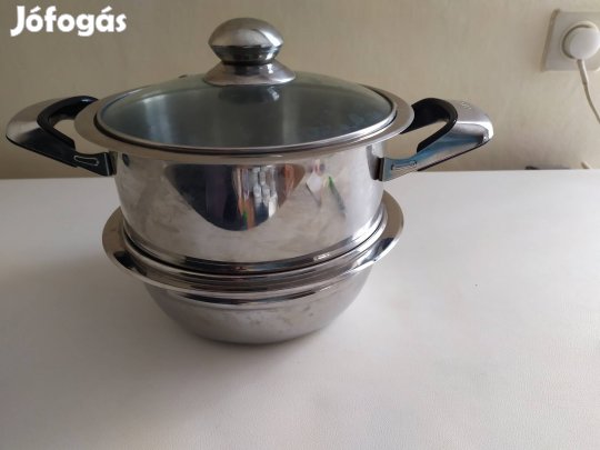 Inox rozsdamentes gőzölős edény, pároló edény 
