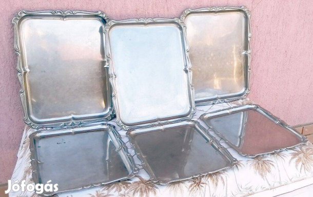 Inox tálca kollekció barokk stílusú peremezéssel 6db-s készlet egyben
