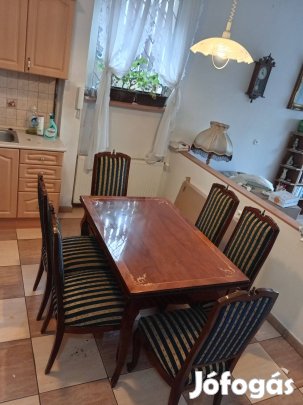 Intartziás neobarokk étkezőasztal székekkel