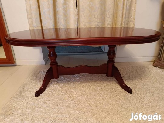 Intarziás , fa dohányzóasztal, sötét dió . 