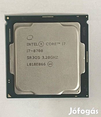 Intel Core i7-8700 - SR3QS - (12M Cache, up to 4.60 GHz) - Számla, Gar