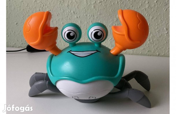 Interaktív, mozgó, sétáló, világító rák játék (16 x 22 cm)