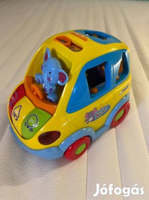Interaktív, zenélő, beszélő, mozgó, formabedobó autó