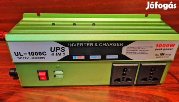Inverter és töltő egyben 1000W LCD kijelzővel
