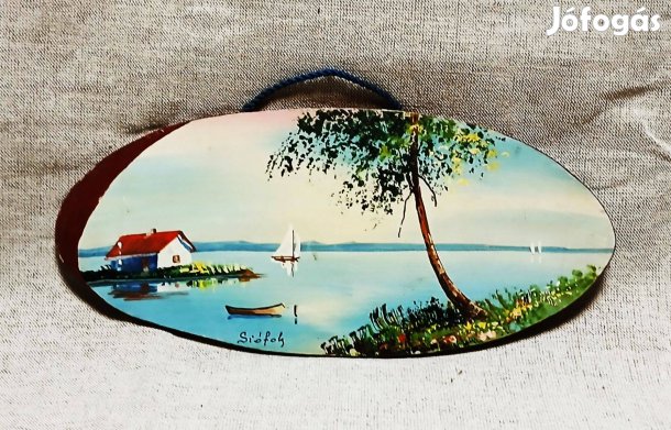Iófok, Balatoni falikép, faroston (25x11 cm) - (V -001)