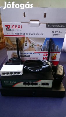 Ip Nvr rögzítő , 4 poe Smart switch