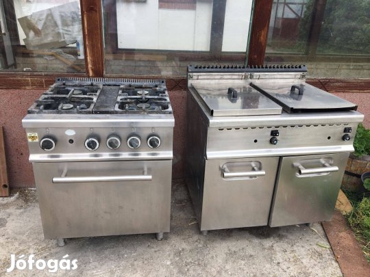 Ipari gáztűzhely + gázsütő + fritőz eladó