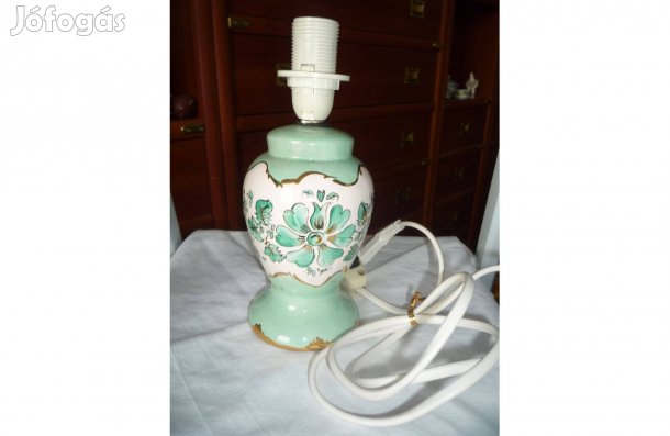 Iparművész HSz retro zöld színű virágos kerámia asztali lámpa 40 W-os