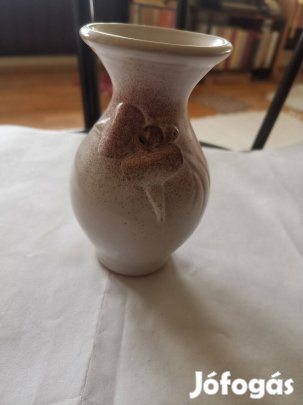 Iparművészeti kerámia váza - virágváza - virágmintás
