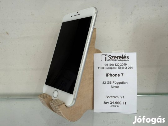 Iphone 7 32GB független silver új akkuval (21) iszerelés.hu