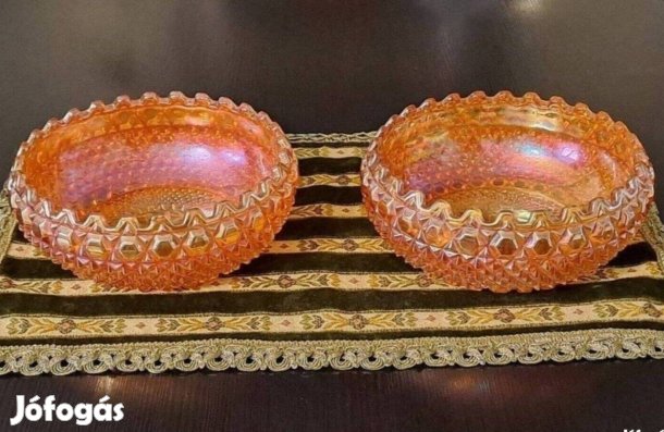 Irizáló kerek alakú öntött üvegtál