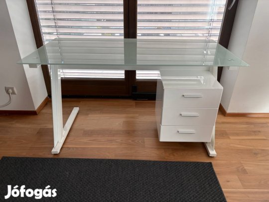 Íróasztal üveglappal oldalszekrénnyel modern és elegáns dizájn