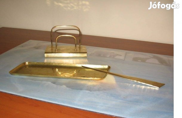 Íróasztali dísz levelező-készlet, polírozott sárgarézből