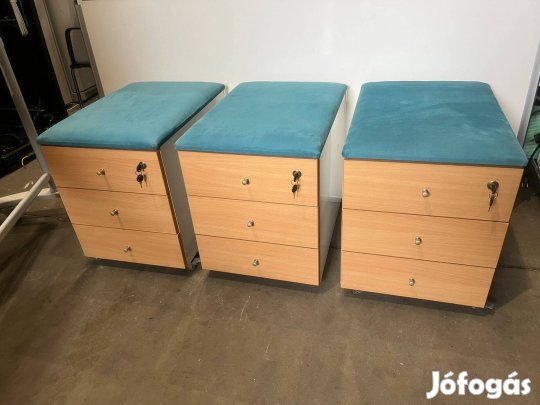 Irodai gurulós zárható konténer, kisszekrény ülőlappal