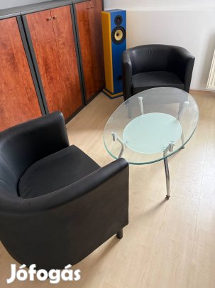 Irodai üvegasztal + 2 fotel eladó