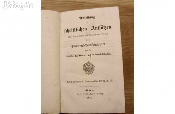 Írott esszék, a civil életről, 1857-es könyv, tankönyvv antik könyv