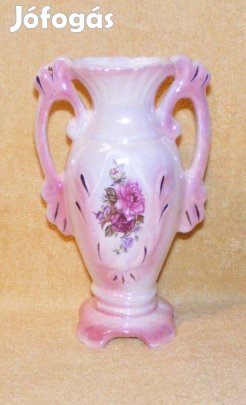 Irrizáló porcelán rózsás váza