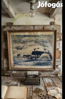 Iván Szilárd szignált rézkarc, keretben