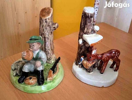 Izsépy 2 db. kedves kis vadászos kerámia figura