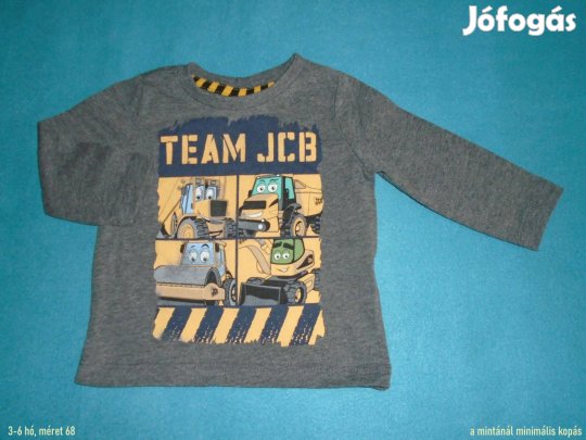 JCB munkagép mintás hosszú ujjú felső 3-6 hó (méret 68)
