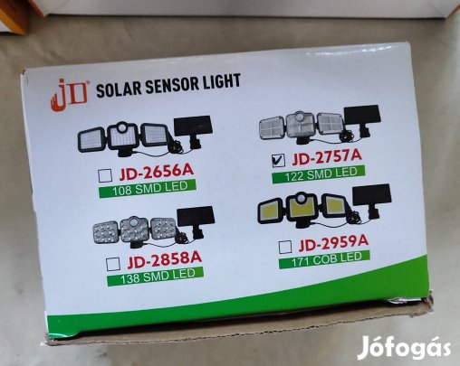 JD-2757A Napelemes Fali Lámpa - 3 állítható fej, Távirányítóval