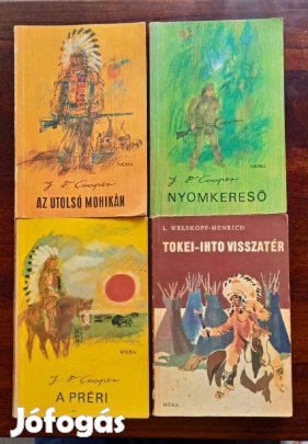 J. F. Cooper kötetek 4 db. ikonikus indiánkönyv