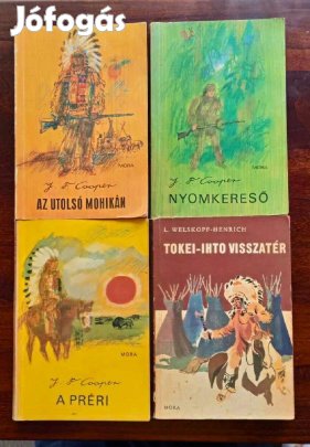 J. F. Cooper kötetek 4 db. ikonikus indiánkönyv