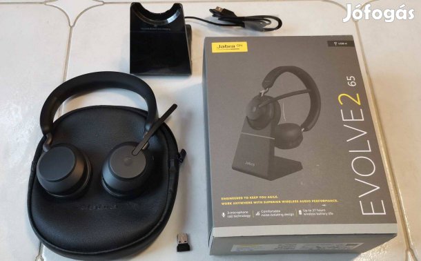 Jabra Evolve2 65 UC sztereó fejhallgató álvánnyal