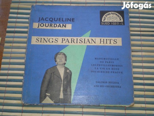 Jacqueline Jourdan bakelit kislemez SP sanzon kemény borító