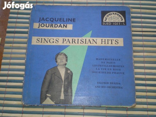 Jacqueline Jourdan bakelit kislemez SP sanzon kemény borító