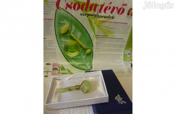 Jáde ásvány hegyes végű arcmasszírozó roller