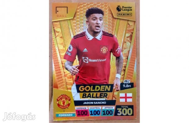 Jadon Sancho Manchester United Golden Baller focis kártya 2023