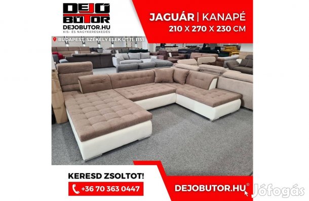 Jaguár drapp kanapé ülőgarnitúra 335x230x205 cm ágyazható ualak