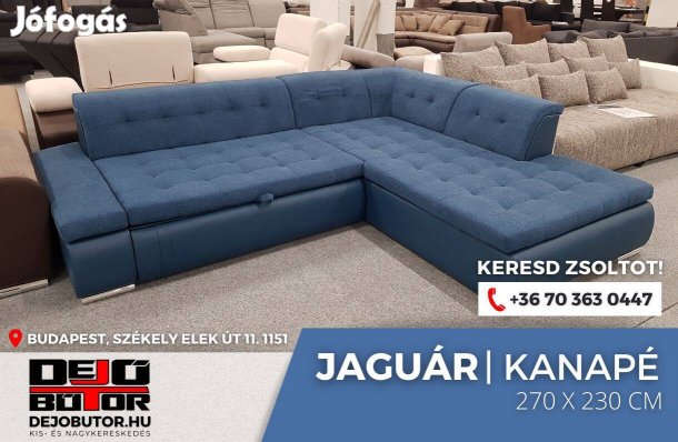 Jaguár kanapé ülőgarnitúra 270x230 cm sarok bútor matt kék
