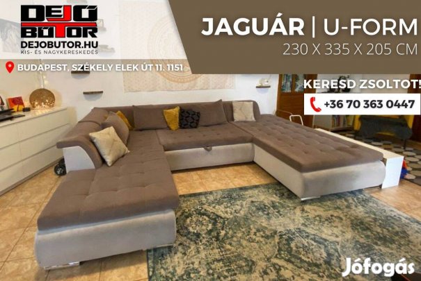 Jaguár mogyoró kanapé ülőgarnitúra 335x230x205 cm ágyazható ualak