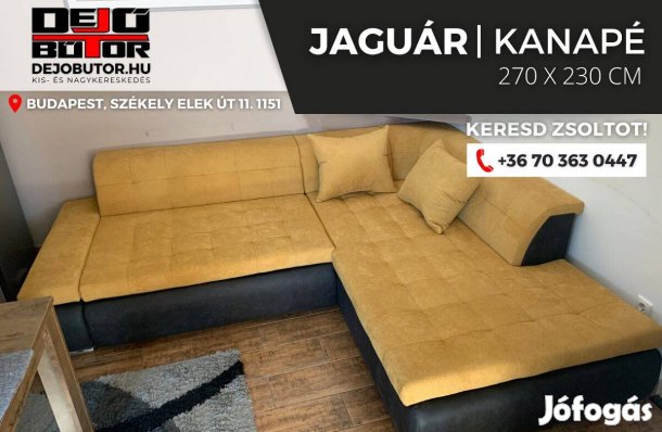 Jaguár sarok mustár kanapé ülőgarnitúra 270x230 cm ágyazható bútor