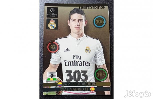 James Rodríguez Real Madrid Limited focis kártya Panini 2014-15